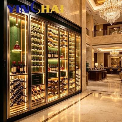 Custom Stainless Steel LED Wine Display Storage Cabinet For Home Villa Interior