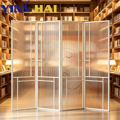 Custom Stainless Steel Art Glass Folding Room Divider For Home Interior