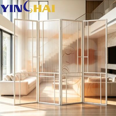 Custom Stainless Steel Art Glass Folding Room Divider For Home Interior
