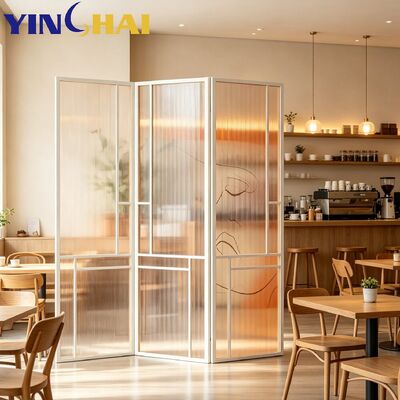 Custom Stainless Steel Art Glass Folding Room Divider For Home Interior