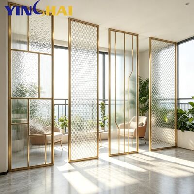 Custom Luxury Stainless Steel Screen Partition With Decorative Glass Panel