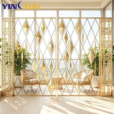 Custom Stainless Steel Rhombus Partition Screen For Living Room Balcony