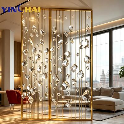 Custom Stainless Steel Crystal Decor Partition Screen Modern Room Divider