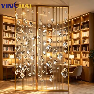Custom Stainless Steel Crystal Decor Partition Screen Modern Room Divider