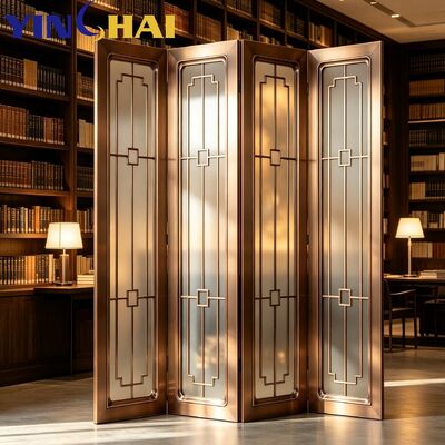 Custom Stainless Steel New Chinese Folding Partition Screen For Cafe Library