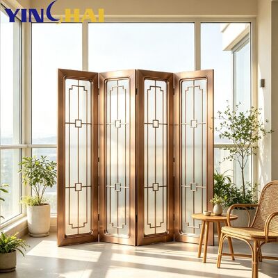 Custom Stainless Steel New Chinese Folding Partition Screen For Cafe Library