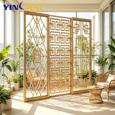Custom Stainless Steel Chinese Lattice Partition Screen Indoor Decor Room Divider
