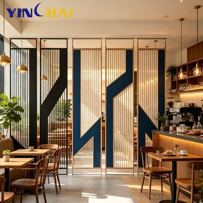 Custom Stainless Steel Angular Broken Line Vertical Strip Metal Screen Partition