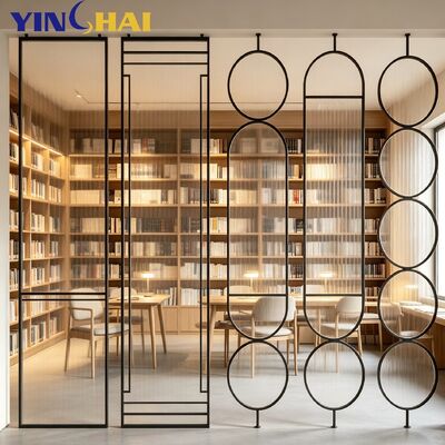  Custom Stainless Steel Fluted Glass Room Divider Screen for Interior Space