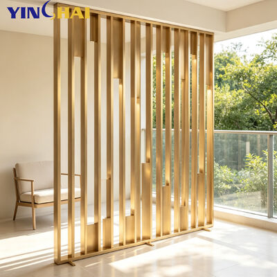 Custom Stainless Steel Gold Vertical Slat Room Divider For Indoor Space Separation
