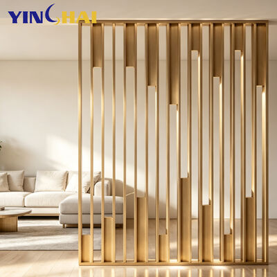 Custom Stainless Steel Gold Vertical Slat Room Divider For Indoor Space Separation