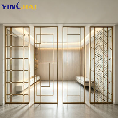 Custom Stainless Steel Reeded Glass Room Divider For Indoor Decoration