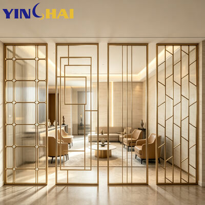 Custom Stainless Steel Reeded Glass Room Divider For Indoor Decoration