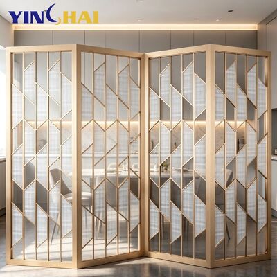 Custom Stainless Steel Folding Room Divider Screen With Decorative Inserts