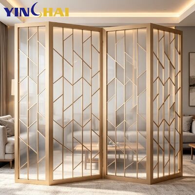 Custom Stainless Steel Folding Room Divider Screen With Decorative Inserts