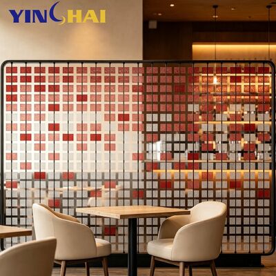 Custom Stainless Steel Frame Acrylic Mosaic Partition Screen Color Block Grid