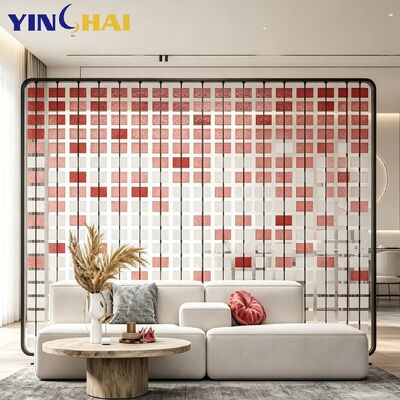 Custom Stainless Steel Frame Acrylic Mosaic Partition Screen Color Block Grid