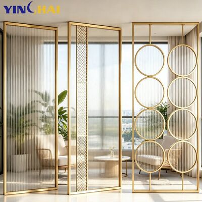 Custom Stainless Steel Fluted Glass Partition Screen For Commercial Space 