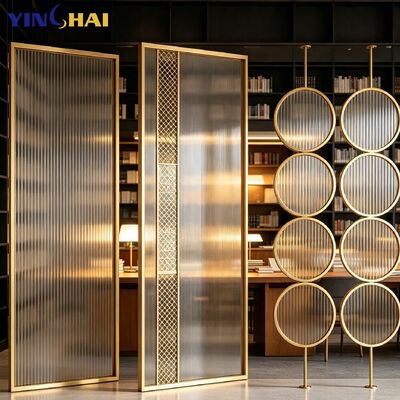 Custom Stainless Steel Fluted Glass Partition Screen For Commercial Space 