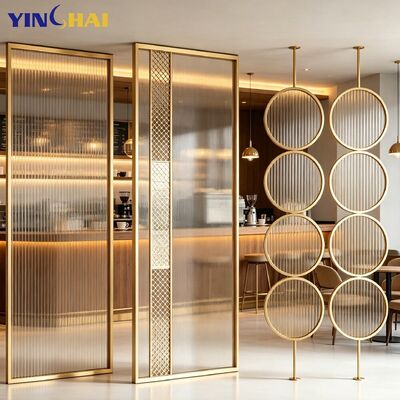 Custom Stainless Steel Fluted Glass Partition Screen For Commercial Space 