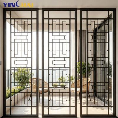  Stainless Steel  Geometric Lattice Partition Screen With  Chinese Line Design