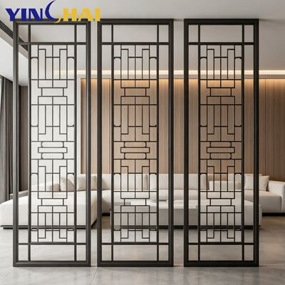  Stainless Steel  Geometric Lattice Partition Screen With  Chinese Line Design