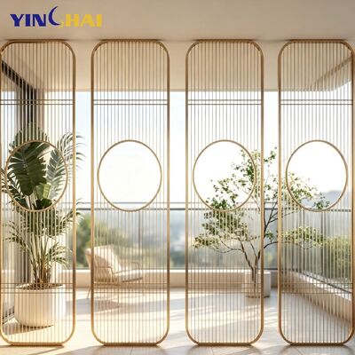 Custom Light Luxury Round Hollow Stainless Steel Vertical Strip  Partition 
