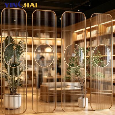 Custom Light Luxury Round Hollow Stainless Steel Vertical Strip  Partition 