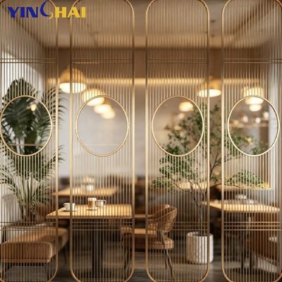 Custom Light Luxury Round Hollow Stainless Steel Vertical Strip  Partition 