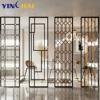 Custom Stainless Steel Hollow Glass Partition Screen For Commercial Space