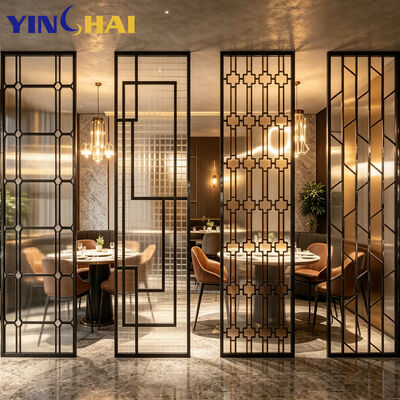 Custom Stainless Steel Hollow Glass Partition Screen For Commercial Space