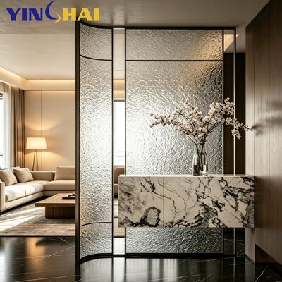 YINGHAI Custom Stainless Steel Curved Frame Textured Glass Screen Partition