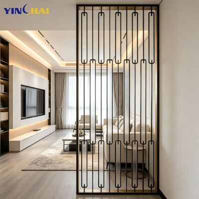 Custom Stainless Steel Screen Partition Vertical Closed Loop Hollow With Frosted Glass