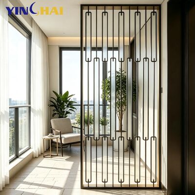 Custom Stainless Steel Screen Partition Vertical Closed Loop Hollow With Frosted Glass