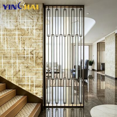 Custom Stainless Steel Screen Partition Vertical Closed Loop Hollow With Frosted Glass