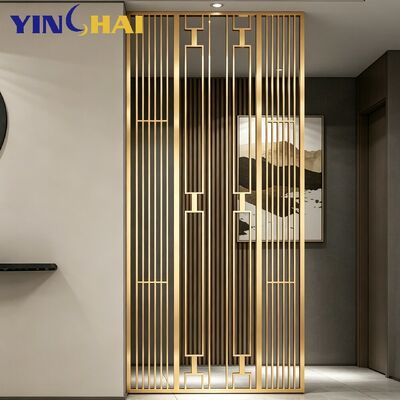 Custom Stainless Steel Geometric Linear Hollow Grille Screen Partition 