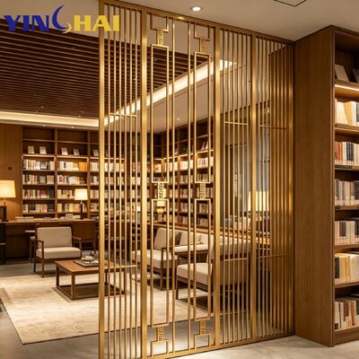 Custom Stainless Steel Geometric Linear Hollow Grille Screen Partition 