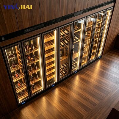 Stainless Steel Constant Temperature Wine Cabinet With Solid Wood LED Light 