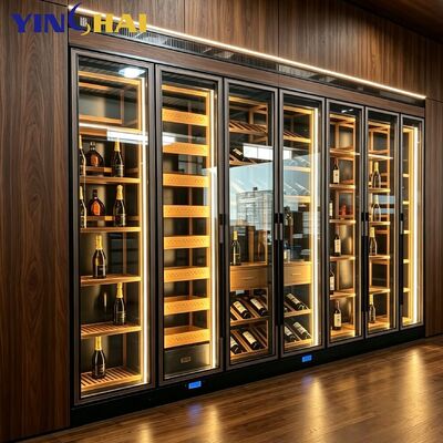 Stainless Steel Constant Temperature Wine Cabinet With Solid Wood LED Light 