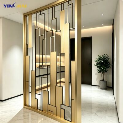 Custom Stainless Steel Screen Partition With Modern Geometric Hollow Out Design