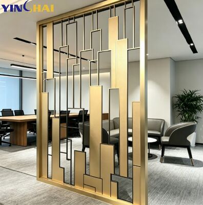 Custom Stainless Steel Screen Partition With Modern Geometric Hollow Out Design