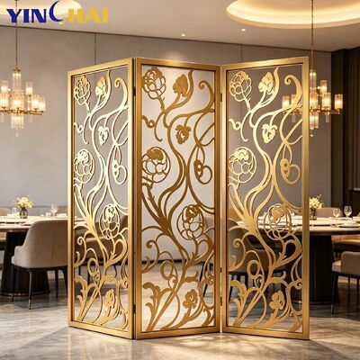  Stainless Steel Curved Floral Hollow Room Divider For Restaurant Living Room
