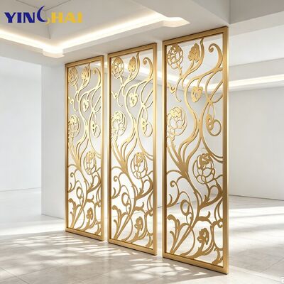  Stainless Steel Curved Floral Hollow Room Divider For Restaurant Living Room
