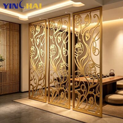  Stainless Steel Curved Floral Hollow Room Divider For Restaurant Living Room