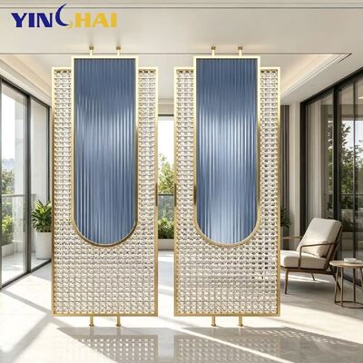 Custom Stainless Steel U Shape Crystal Mosaic Fluted Glass Screen Partition