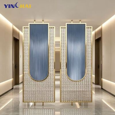 Custom Stainless Steel U Shape Crystal Mosaic Fluted Glass Screen Partition