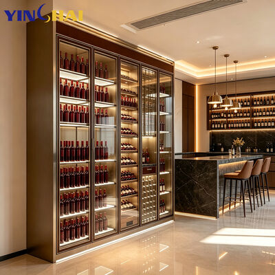 5 Door Glass Wall Wine Cooler Large Capacity Display