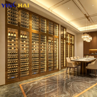 Built-in Stainless Steel Wine Storage Frame LED Glass Display Rack