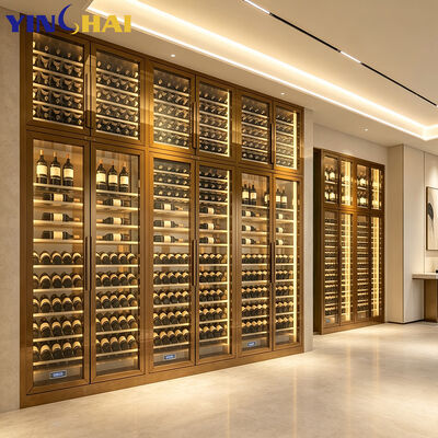 Built-in Stainless Steel Wine Storage Frame LED Glass Display Rack