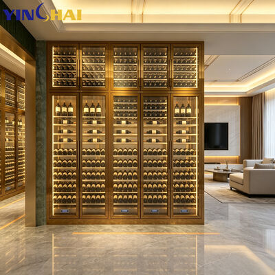 Built-in Stainless Steel Wine Storage Frame LED Glass Display Rack